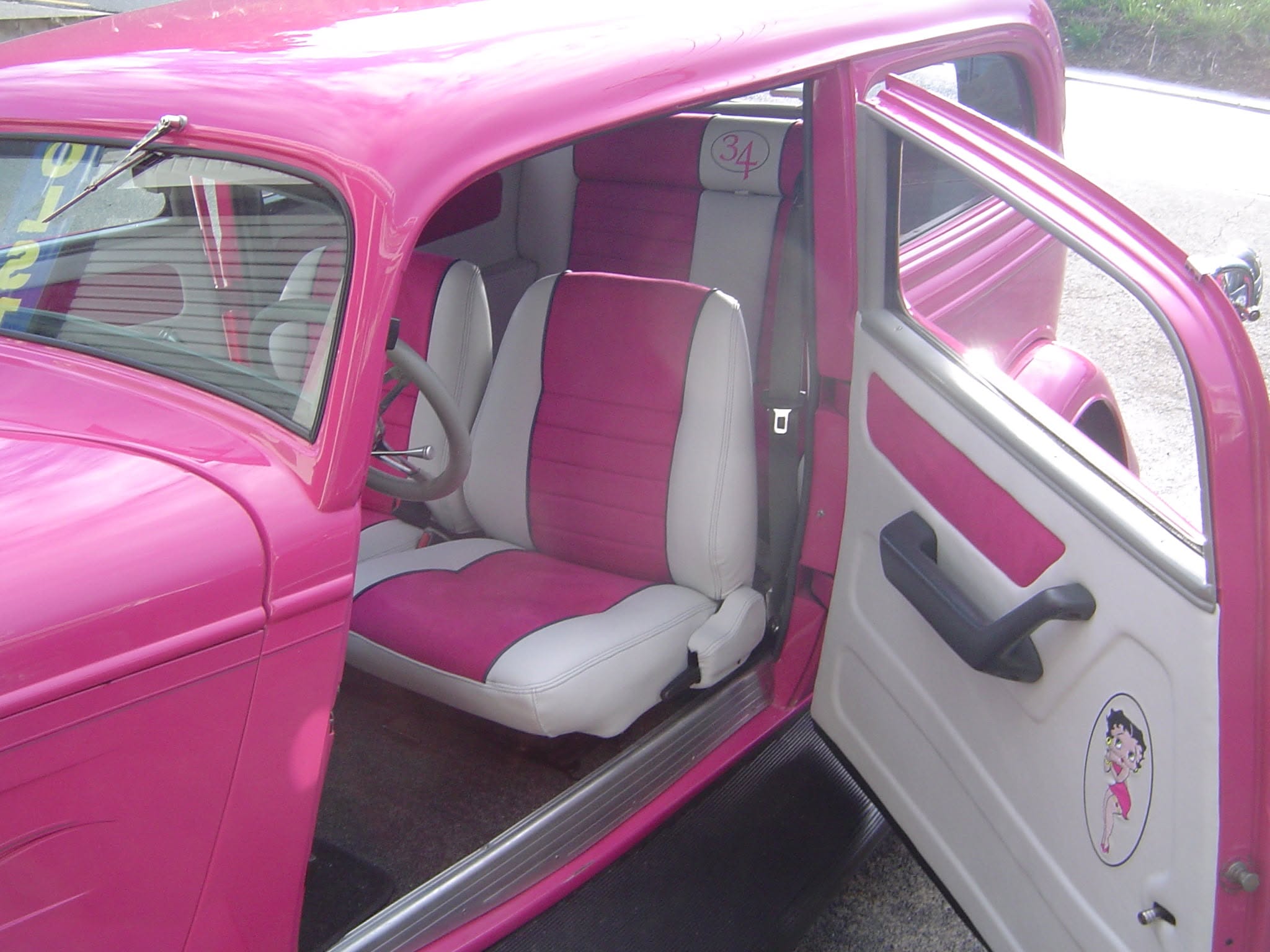 Custom two-tone interior in a classic car